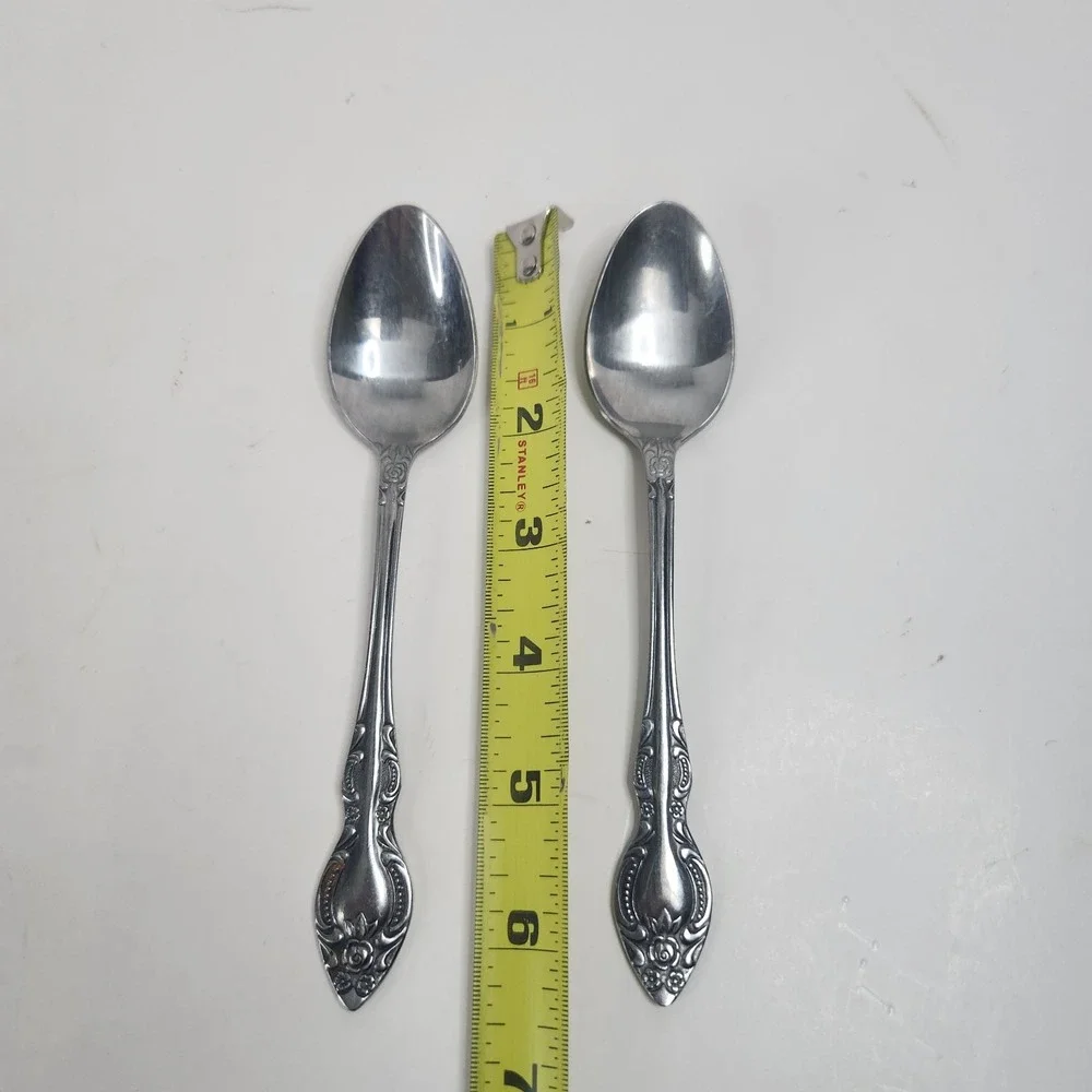 2 Rogers Co DREAM ROSE Stainless Soup Spoons 7